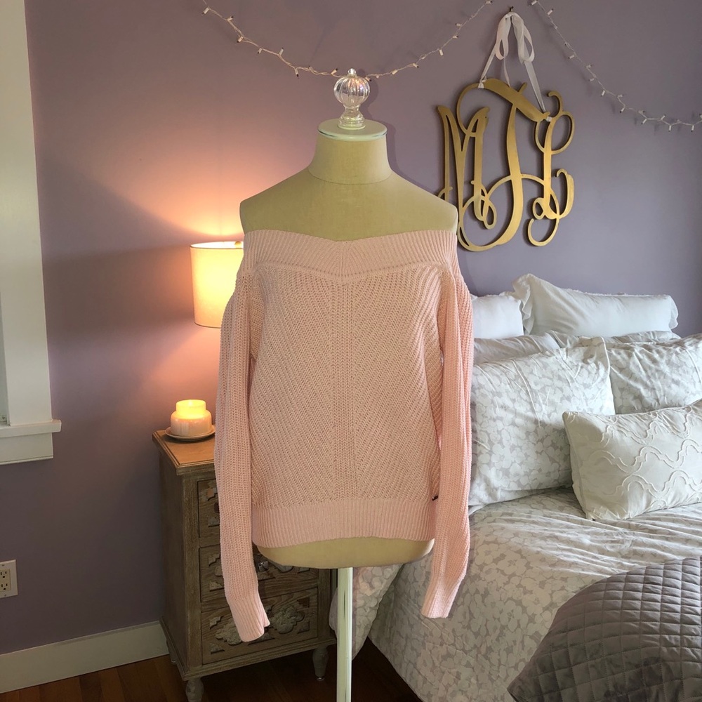 Pink Off-the-Shoulder Sweater